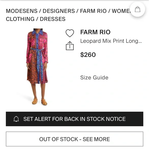 Farm Rio Silky Shirt dress (NWOT) - Picture 4 of 7